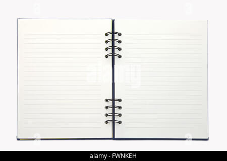 Ouvert sur l'ordinateur portable isolé de blanc avec anneaux Banque D'Images