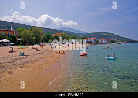 Skala Sotiros nord plage mer Égée Thassos Grèce UE Union Européenne Europe Banque D'Images