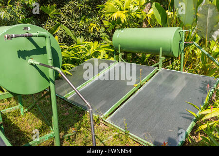 Péninsule de Osa, COSTA RICA - Chauffe-eau solaire à l'éco-lodge, dans la forêt tropicale. Banque D'Images