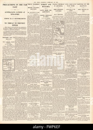 1941 page 4 la fois RAF Plans de masse dans l'Extrême-Orient et la Bulgarie la mobilisation de troupes Banque D'Images