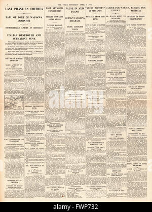 1941 page 4 la fois les forces impériales à l'avance en Érythrée et de l'Abyssinie Banque D'Images