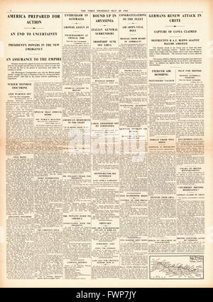 1941 page 4 la fois Roosevelt dit nord préparé pour l'action et de bataille de Crète Banque D'Images