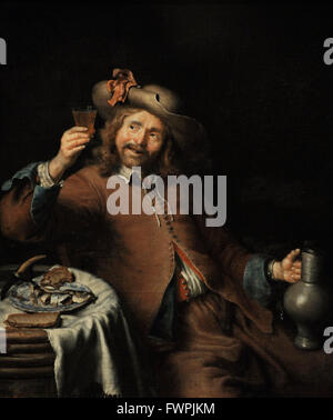 Pieter Cornelisz van Slingelandt (1640-1691). Peintre hollandais. Petit-déjeuner d'un jeune homme. Le Musée de l'Ermitage. Saint Petersburg. La Russie. Banque D'Images