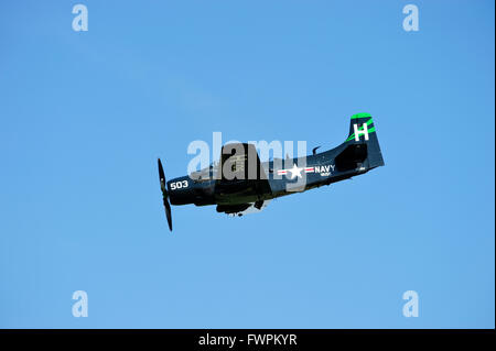 Douglas Skyraider AD-4NA dans les couleurs de la marine des États-Unis pendant son affichage à l'East Fortune Airshow 2011 Banque D'Images