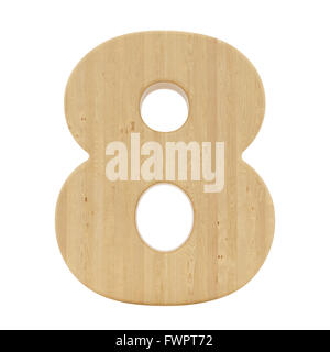 Rendre le nombre 8 avec bois de chêne, isolated on white Banque D'Images