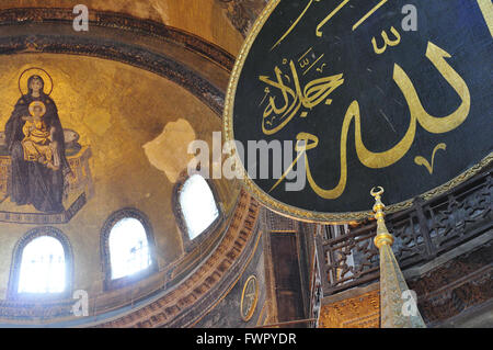 Turquie, Istanbul Ayasofya, vue intérieure Banque D'Images