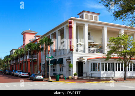 Market Street, célébration, Osceola County, en Floride, l'Amérique, vu à partir de l'intersection avec la rue Front Banque D'Images