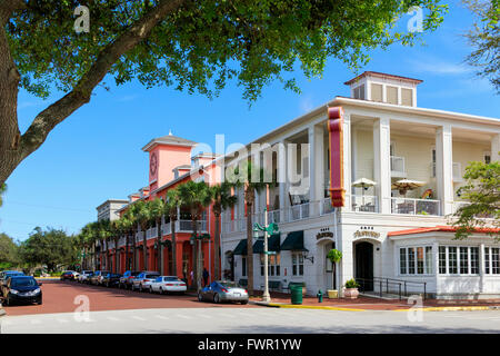 Market Street, célébration, Osceola County, en Floride, l'Amérique, vu à partir de l'intersection avec la rue Front Banque D'Images