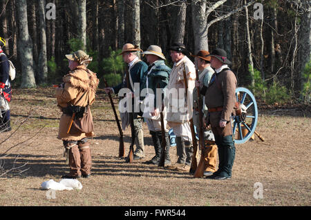 Une reconstitution de la bataille de Cowpens pendant la guerre révolutionnaire américaine. Banque D'Images