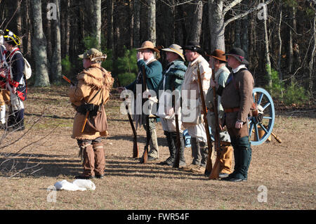 Une reconstitution de la bataille de Cowpens pendant la guerre révolutionnaire américaine. Banque D'Images