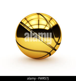 Basket-ball or isolé sur un fond blanc. Banque D'Images