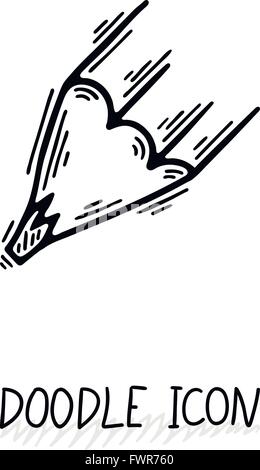 Doodle vecteur icône de crayon. Embout de crayon. Illustration de Vecteur