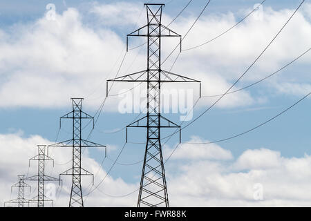 Les lignes d'énergie électrique s'étend de l'Ontario Power Generation à Bath, en Ontario, le dimanche 14 septembre 2014. Banque D'Images