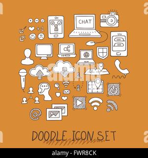 Ensemble d'Icônes Doodle universelle. Variété de sujets. Illustration de Vecteur