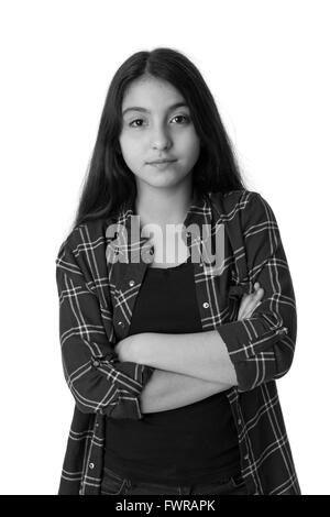 Portrait d'un certain jeune adolescente en noir et blanc Banque D'Images
