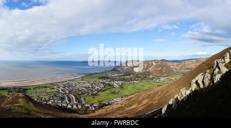 Panorama de la côte nord du Pays de Galles de l'Dwygyfylchi Sychnant Pass Banque D'Images