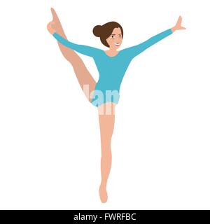 Femme fille gymnastique féminine déplace la position de la performance sportive acrobat présentent Illustration de Vecteur