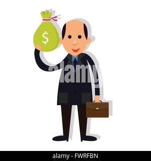 L'homme d'affaires de corruption la corruption de l'argent tenant chauve Illustration de Vecteur