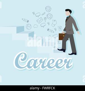 L'homme d'affaires carrière Renforcer la montée des escaliers Escalier télévision vecteur illustration objectif augmenter l'ambition de l'employé Illustration de Vecteur
