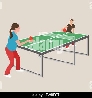 Tennis de table ping pong femme athlète femme fille jouer jeux de sport illustration de dessin animé Illustration de Vecteur