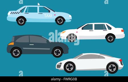 Icône de voiture fixé côté illustration collection berline taxi Illustration de Vecteur