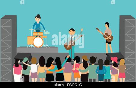 Concert de musique télévision vector l'amusement jouer le tableau de Young Illustration de Vecteur