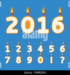 Numéros de bougies d'anniversaire Illustration de Vecteur