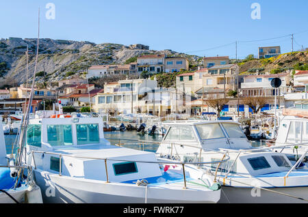 LE PORT DES GOUDES, MARSEILLE, BDR FRANCE 13 Banque D'Images