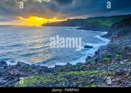 Au coucher du soleil Maui north shore scenic view Banque D'Images