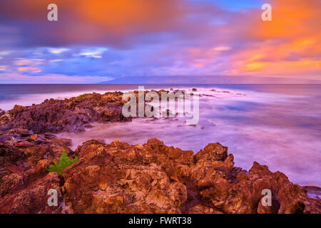 Au lever du soleil de la côte de Maui Banque D'Images