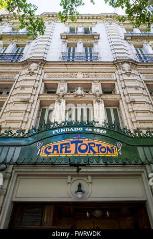 Le Cafe Tortoni façade extérieure du bâtiment à Buenos Aires, l'Amérique du Sud. Banque D'Images