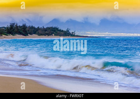 Vagues sur la plage de Maui Banque D'Images