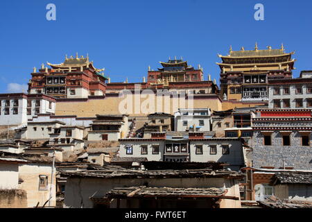 Le monastère de Ganden, Sumtsenling, Yunnan, Chine Banque D'Images