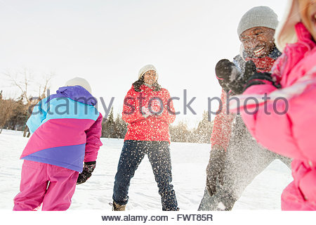 Happy Family snow ball fight