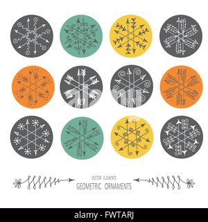 Ensemble de vintage fait main logos et étiquettes. Illustration de Vecteur