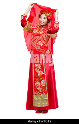 Belle mariée robe de mariage traditionnel en chinois Banque D'Images