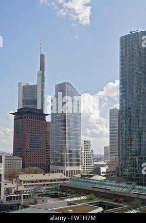 Vue aérienne du quartier central des affaires de Francfort, Allemagne Banque D'Images