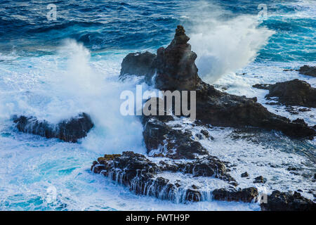 Des vagues sur la côte Nord de Maui Banque D'Images