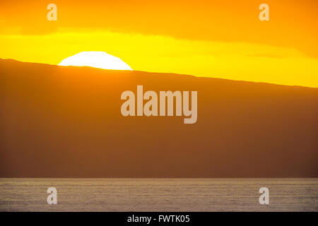 Coucher de soleil sur vu de Lanai Maui Banque D'Images