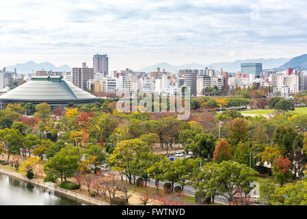 Vue aérienne d'Hiroshima à partir de son château Banque D'Images