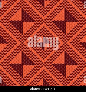 Ornement abstrait comme un modèle vectoriel continu tricot élégant texture géométrique principalement dans les tons orange et marron Illustration de Vecteur