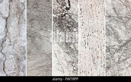 Cinq différentes structures de pierre pour l'aperçu, des tons clairs Banque D'Images