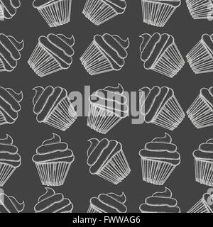 Hand drawn seamless muffins arrière-plan. Vector Illustration de Vecteur