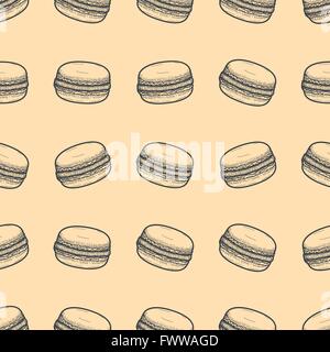 Hand drawn seamless macarons fond. Vector Illustration de Vecteur