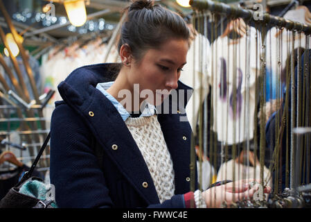 Young Woman Shopping in Marché Couvert