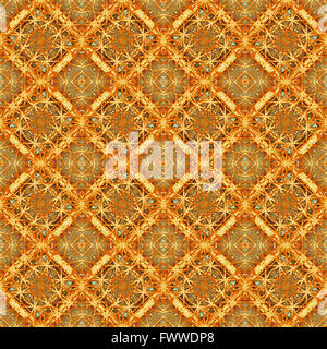 La technique d'art numérique abstrait géométrique de luxe de style baroque ou islamique motif de vérification transparente ornée de couleurs orange et jaune Banque D'Images