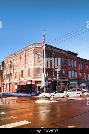 Le centre-ville de Cooperstown, New York en hiver Banque D'Images