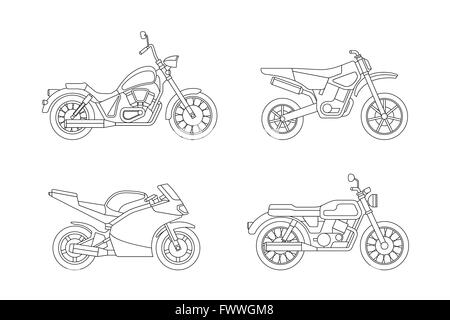 Ligne moto icons set. Illustration de Vecteur