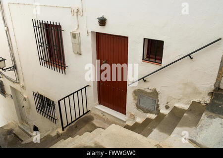 L'architecture andalouse traditionnelle dans la vieille ville de Mojacar, Andalousie, Espagne Banque D'Images
