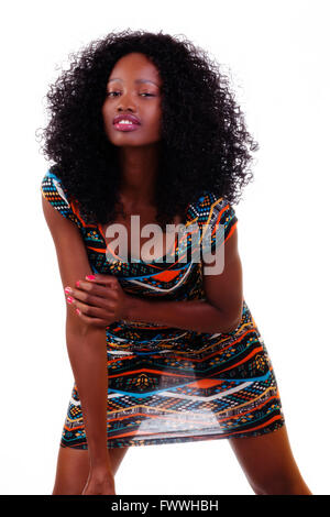 African American attrayant Teen Girl standing in Dress Banque D'Images